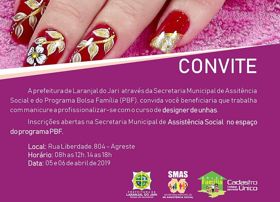 Abertas as inscrições para Curso gratuito de Designer de Unhas na Secretaria de Assistência Social.